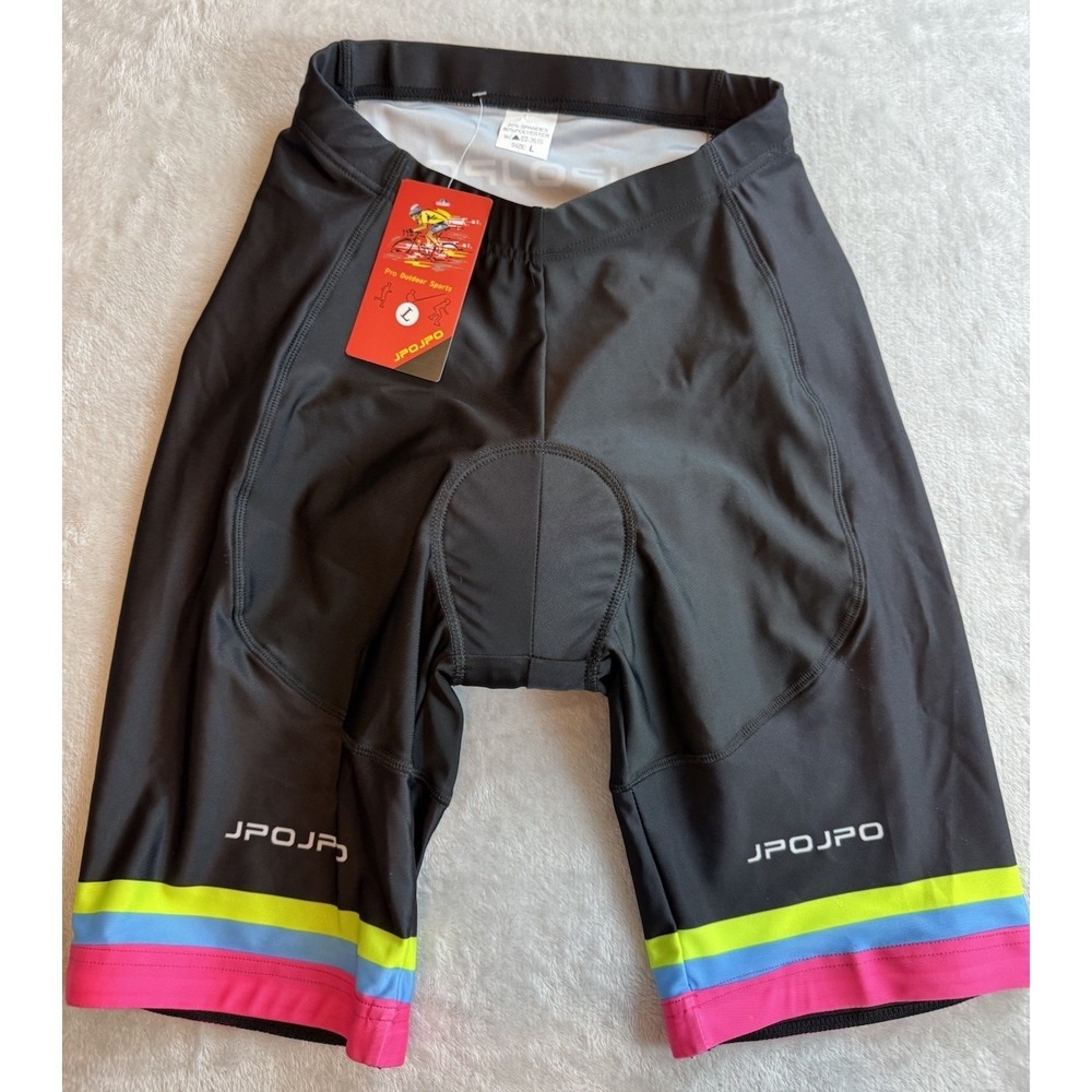 Jpo Jpo Black Neon Striped Womens Pro Outdoor Sport Jersey Cycling Shorts Size L